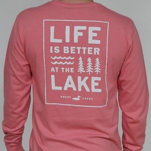 Lake Life Great Lakes Long Sleeve Salmon Tshirt S